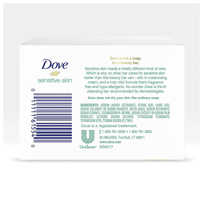 Dove Moisturizing Beauty Bar for Softer Skin, Fragrance-Free, Hypoallergenic Beauty Bar Sensitive Skin Effectively Washes Away Bacteria While Nourishing Your Skin 3.75 oz 4 Bars, Pack of 6 Dove Store