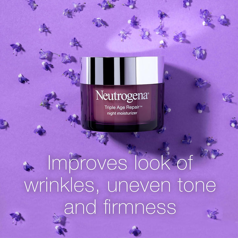 Neutrogena Triple Age Repair Night Cream, 1.7oz Jar, Anti-Aging Face Cream, Face Moisturizer For Women & Men, Hydrating Night Face Moisturizer for Even Skin Tone & Firming, Vitamin C Infinity Warehouse