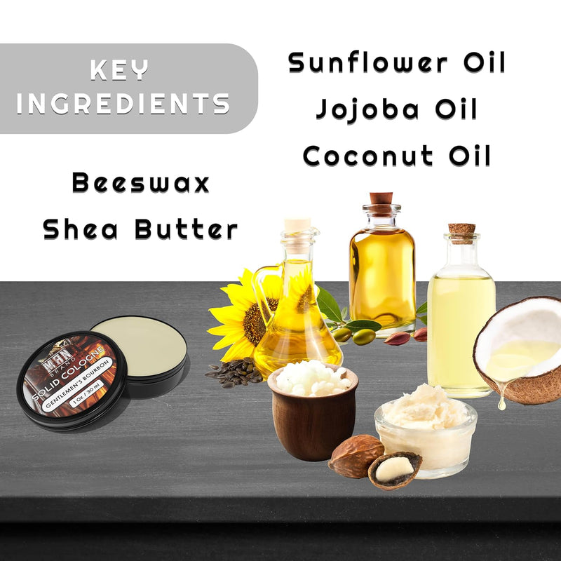 Solid Cologne Men's Gentlemen's Bourbon Scent, Wax Bourbon Cologne for men, Solid Perfume with Bourbon Scent for men (1 Ounce, Gentlemen's Bourbon Mens Cologne Balm) Infinity Warehouse