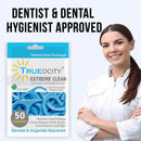 Trueocity Dental Flossers Brush Picks 4 Pack w/ Travel Case (200 Total Count), Dental Floss Glides Easy Between Teeth, Flosser Helps Prevent Tooth Decay & Gum Disease, Easy Grip Handle, Mint Flavored Trueocity