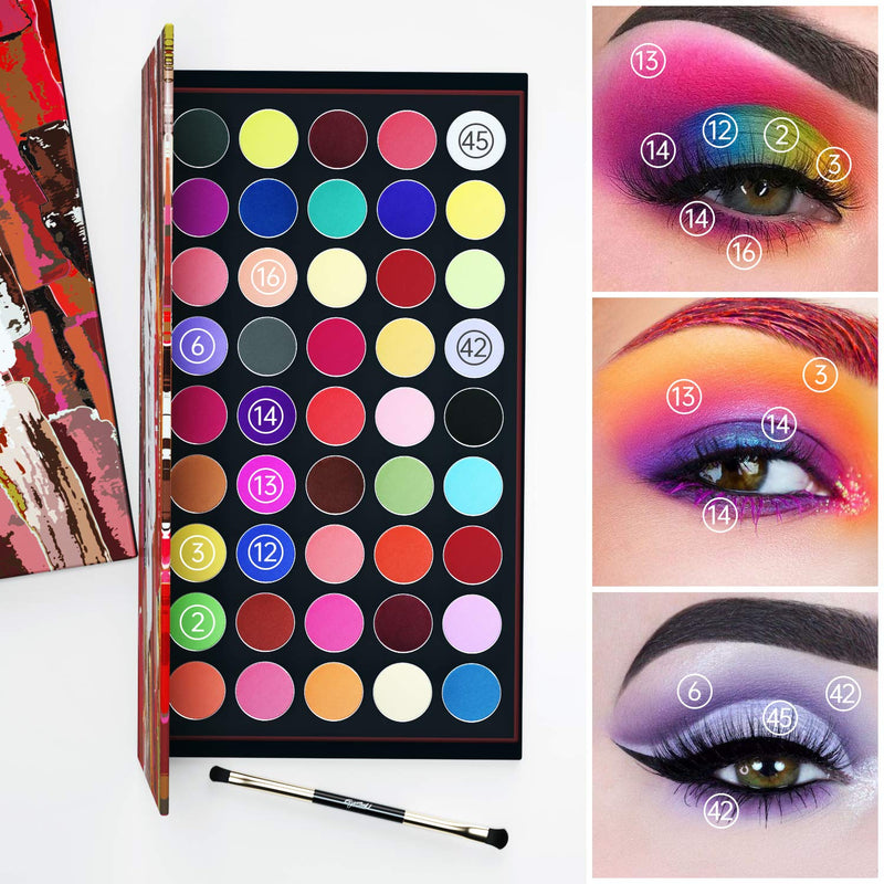EYESEEK Matte Eyeshadow Palette 45 Shades Colorful Eyeshadow Pallet High Pigmented No Shimmer All Matte Smooth Powder Eye shadow Blendable Long Lasting Waterproof Makeup Palette