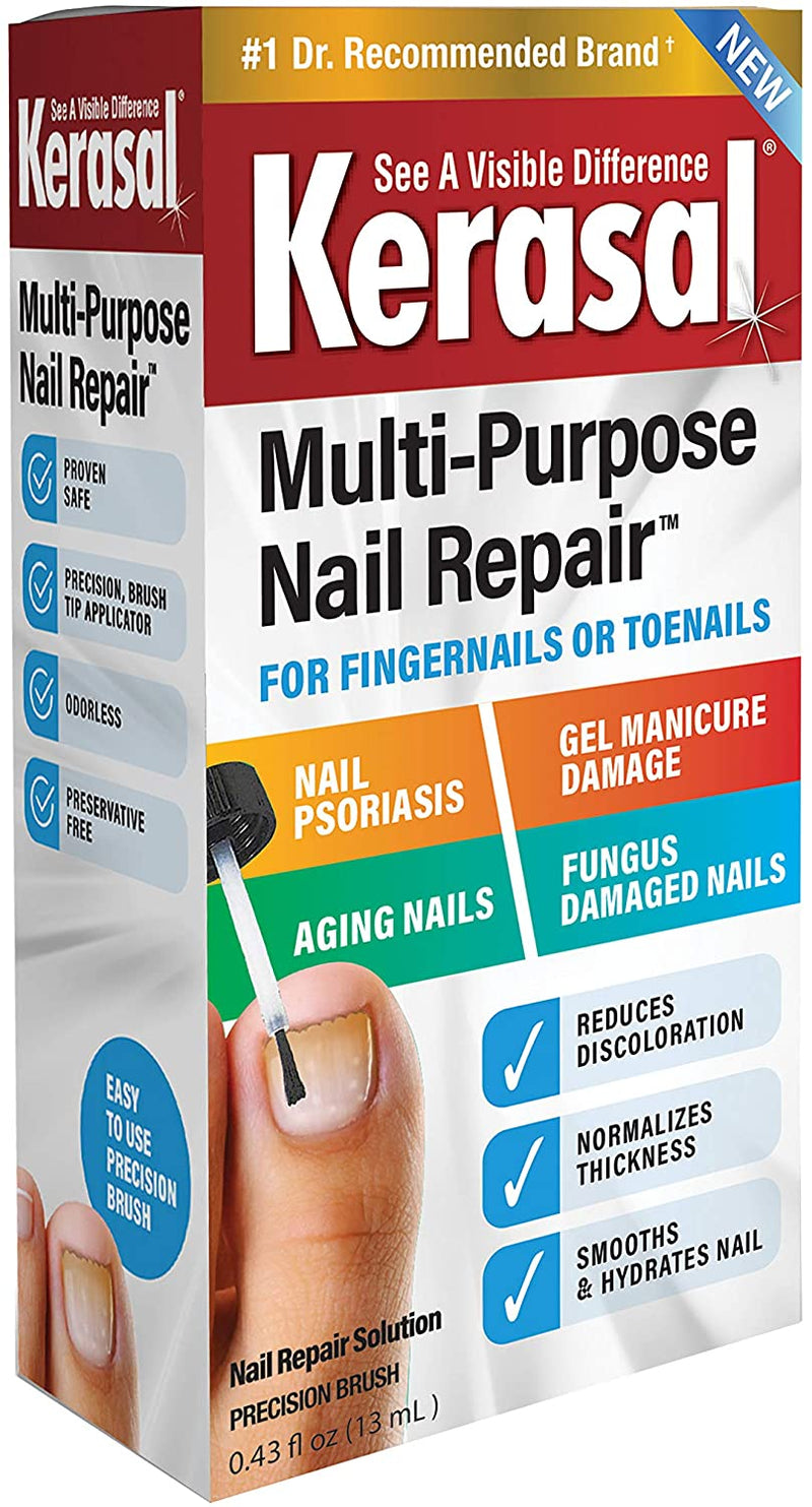 Kerasal Multi-Purpose Nail Repair, Nail Solution for Discolored and Damaged Nails, 0.43 fl oz Kerasal