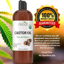 Premium Organic Castor Oil - 100% Pure and Hexane-Free Cold-Pressed Beauty & Skincare Serum - Eyelash & Eyebrow Hair Growth Enhancer - Natural Conditioner, Skin Moisturizer, Laxative for Men & Women MILANIA