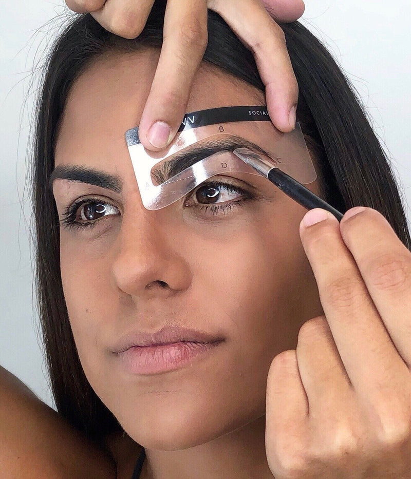 Best Eyebrow Shaping Stencil Kit, Set of 6 Plastic Reusable Stencils for Semi Permanent Microblading Tattoo & Makeup Artists, Draw & Shape Thicker and Fuller Brows with Eyeliner Pencil & Micro Blades (NA) MADLUVV