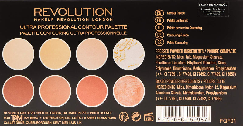 Makeup Revolution Ultra Contour Palette, Makeup Palette Includes Highlighters & Contour Shades, Adds Definition & Sculpts Features, Vegan, 13g Makeup Revolution