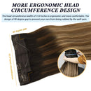 GOO GOO Human Hair Extensions Halo Hair 80g Ombre Brown to Dirty Blonde 18 Inch Real Flip Hair Extensions with Invisible Fish Line Layered Hidden Crown Hair Extensions for Women Hairpiece GOO GOO Store
