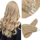 Sunny Micro Ring Human Hair Extensions Natural Remy Human Hair Blonde Highlights Hair Extensions Micro Loop Beads Extensions for Women 18 Inches 1g/Strand 50gram Sunny Hair Store