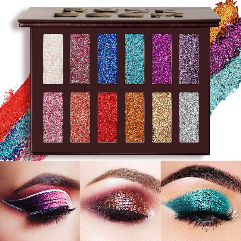 LUXAZA Holographic Glitter Eyeshadow Palette Metallic Festival Style,Ultra Pigmented Shimmer Sparkling Eyeshadow Makeup pallet,Long Lasting Waterproof Eye Shadows Cosmetics Gift Kit LUXAZA