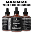 Vitamin E Oil For Hair Growth. Vegan, Unscented, Liquid Hair Grade Serum For Women and Men. No Alcohol. Great for Hair Thickening, Hair Regrowth, Scalp, and Skin. Stop Hair Loss and Hair Thinning 2oz Hair Thickness Maximizer