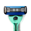 Preserve POPi Shave 5 Razor System Made with Recycled Ocean Plastic and 5-blade cartridge (Recycled Ocean Plastic: Neptune Green) Preserve