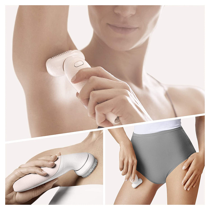 Braun Epilator for Women with Flexible Head, Silk-épil 9 9-030 for Hair Removal, Womens Shaver & Trimmer, Wet & Dry, Cordless, Rechargeable, Beauty Kit with Body Exfoliation Cap, White/Gold Braun Store