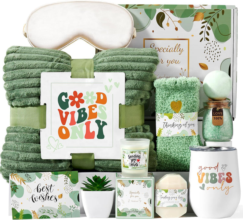 Self Care Gifts for Women Get Well Soon Gifts Basket,Relaxing Spa Basket Care Package with Tumbler and Blanket Thinking of You Gifts Infinity Warehouse