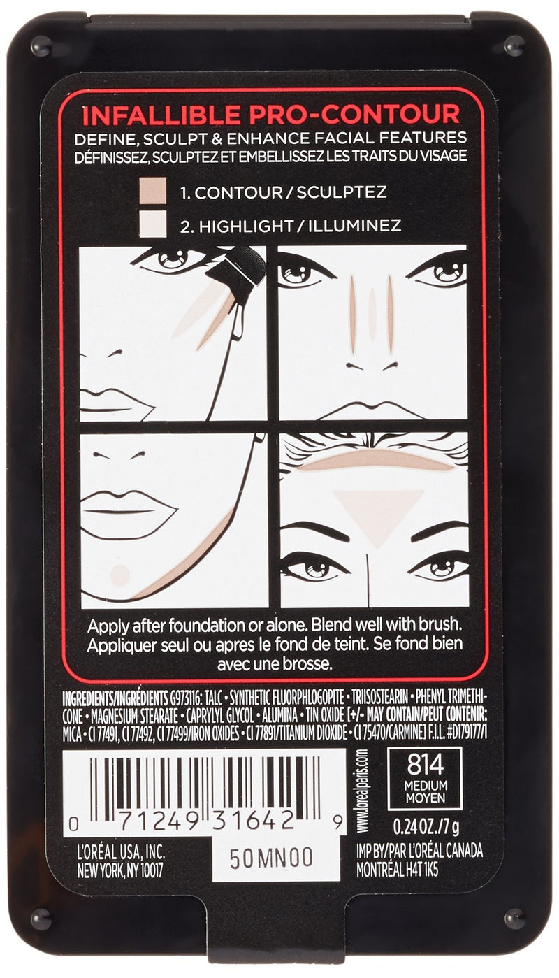 L'Oréal Paris Infallible Pro Contour Palette, Medium/Moyen, 0.24 oz. L'Oréal Paris