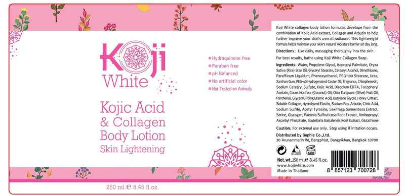 Koji White Kojic Acid & Collagen Body Lotion Skin Brightening - Women Gift Set (2 Pack) - for Moisturizer & Radiant Complexion, Uneven Skin Tone - 8.45 Fl Oz Bottle Koji White