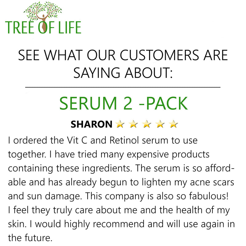NEW LOOK | Tree of Life Vitamin C Brightening Serum and Retinol Firming Serum, Turn Back Time Facial Serum Duo, Glowing & Revitalizing Skin, 2 Count x 1 Fl Oz Tree of Life Beauty