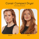 Conair Travel Hair Dryer with Dual Voltage, 1875W Compact Blow Dryer with Folding Handle, Gray Infinity Warehouse