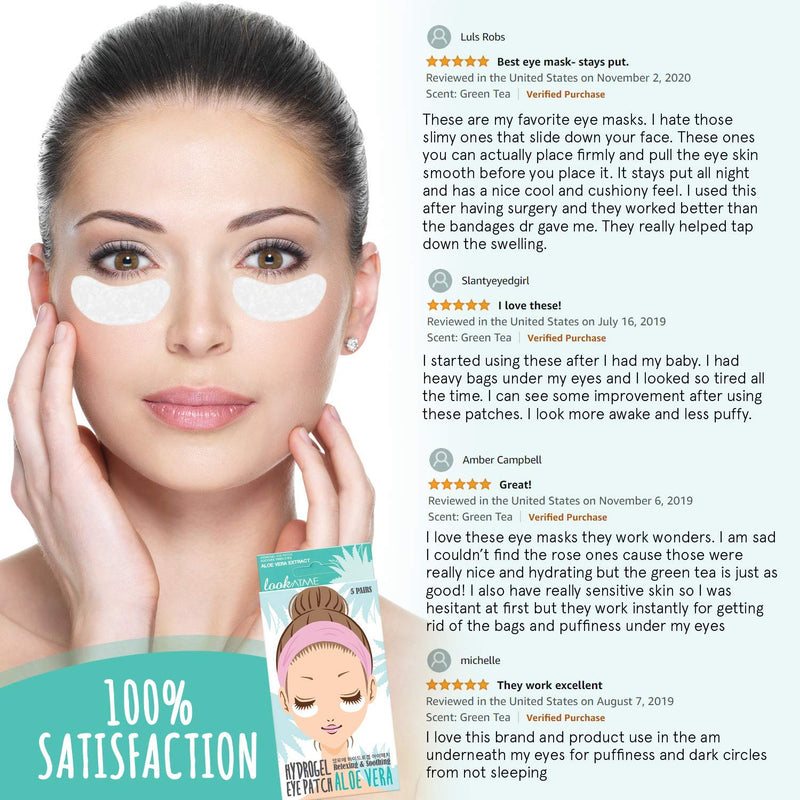 Under Eye Patches for Dark Circles and Puffiness (20 Pairs) - Korean Skin Care Caffeine Collagen Eye Patches for Puffy Eyes -Hydrogel Eye Patch - Under Eye Mask - Aloe Vera Rose Green Tea Gel Eye Pads LOOKATME