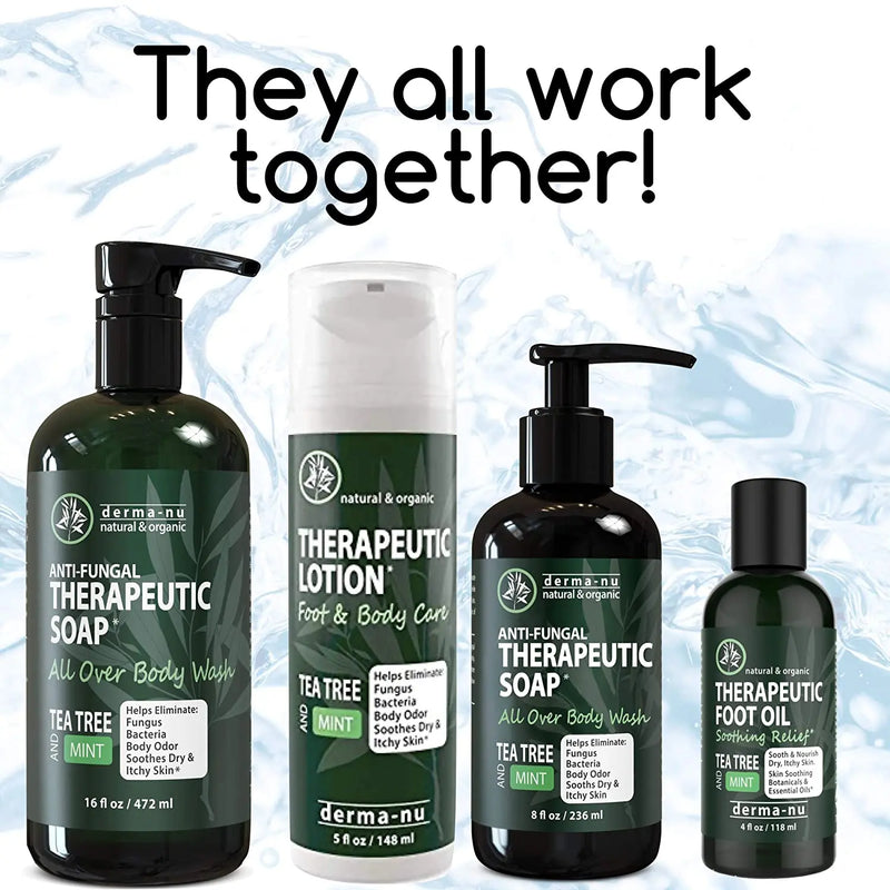 Antifungal Antibacterial Soap & Body Wash - Natural Fungal Treatment with Tea Tree Oil for Jock Itch, Athletes Foot, Body Odor, Nail Fungus, Ringworm, Eczema & Back Acne - For Men and Women - 2 Pack Derma-nu Miracle Skin Remedies Store