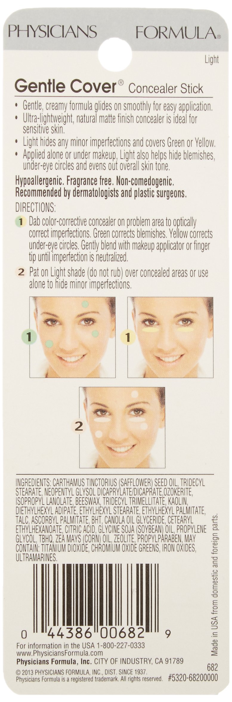 Physicians Formula Gentle Cover Concealer Stick, Light Physicians Formula