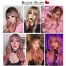 Esmee 24"Women Synthetic Wigs Long Wavy black Ombre pink with Fluffy Air Bangs Light Cosplay Party Wig Esmee Store
