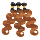 Feelgrace Soft Human Hair 3 Bundles Ombre 1B/30 Color 10A Brazilian Virgin Body Wave Hair Extension Bundles 100% Unprocessed Brazilian Hair (16 18 20) Feelgrace