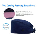 QBA Adjustable Working Cap with Button, 2 PCS, Cotton Working Hat Sweatband, Elastic Bandage Tie Back Hats for Women & Men, One Size (Navy + Teal) QBA