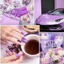 Beetles Gel Nail Polish Kit- 6 Colors Gel Polish Set Purple Glitter Nail Polish Soak Off LED Gel Nail Kit Nail Art Manicure Gifts for Women Girlfriend beetles Gel Polish