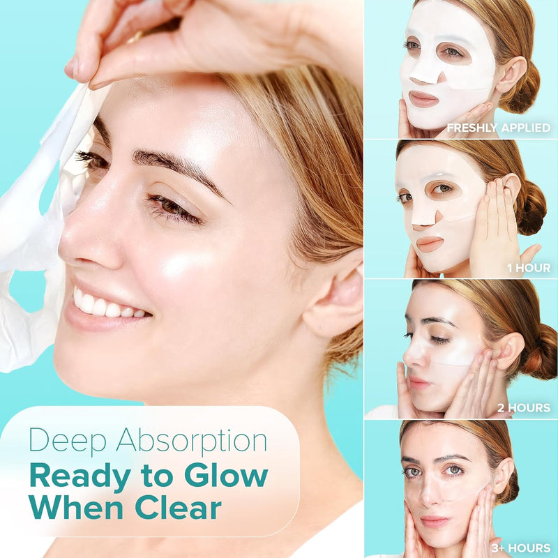 Ebanel Bio Collagen Face Mask, 4-Pack Hydrating Face Masks with 7 Peptides, Hyaluronic Acid, Niacinamide, Centella, Rose Water, Ceramide, and B5, Glass Skin Tightening and Lifting Korean Sheet Masks Infinity Warehouse