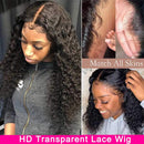 Curly Lace Front Wigs Human Hair Wigs For Black Women T Part Transparent Lace Front Wigs Human Hair Glueless Water Wave Lace Front Wigs Human Hair Pre Plucked with Baby Hair (24 inch, Natural Color) 100% human hair