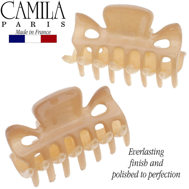 Camila Paris CP3047 French Hair Clip for Women, 1.5 inch Set of 2 Beige Girls Hair Claw Clips Jaw Fashion Durable Styling Hair Accessories for Women, Strong Hold No Slip Grip, Made in France Camila