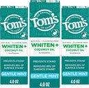 Tom’s of Maine Whiten Plus Coconut Oil Fluoride Free Toothpaste, Natural Whitening Toothpaste with Plant-Based Cleansers, Whitens Without Causing Sensitivity, Gentle Mint, 4.0 Oz (Pack of 3) Infinity Warehouse