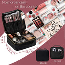 Leather Makeup Train Case Travel Makeup Bag PU Leather Cosmetic Bag Storage Organizer with Adjustable Divider Outside Pocket Portable Brush Holder Gift for Women - Black Leather Stagiant