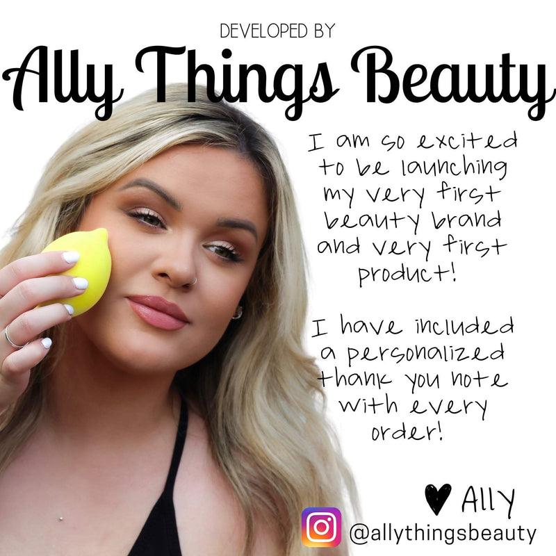Thirsty Lemon Makeup Sponge by Ally Things Beauty | Yellow Lemon Shaped Makeup Blender for Liquid Foundation, Cream or Powder Blending - Cosmetic Applicator - Cute & Latex-Free Daily Beauty Sponge Ally Things Beauty