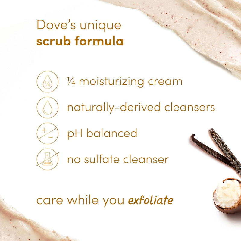 Dove Vanilla Body Scrub Exfoliates and Deeply Nourishes for Smooth, Radiant Skin 15oz Infinity Warehouse