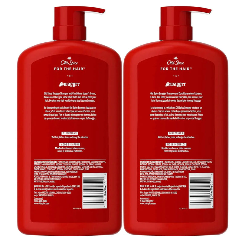 Old Spice Swagger 2-in-1 Shampoo and Conditioner Set for Men, Cedarwood Lime Scent, Get Up To 80% Fuller-Looking Hair, Barbershop Quality, 29.2 Fl Oz Each, 2 Pack Infinity Warehouse