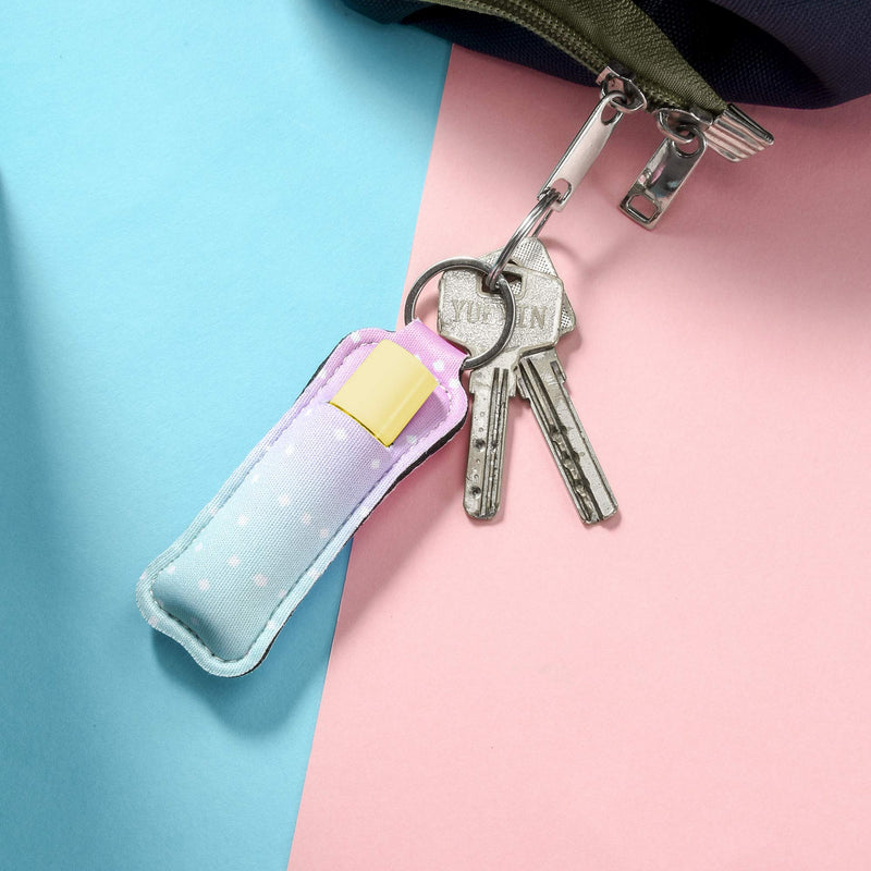 Beautyflier Clip-on Sleeve Chapstick Pouch Keychain Lipstick Holder Elastic Lip Balm Holder Travel Accessories Beautyflier