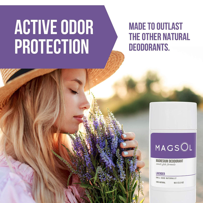 MAGSOL Natural Deodorant for Men & Women - Mens Deodorant with Magnesium - Perfect for Ultra Sensitive Skin, Aluminum Free Deodorant for Women, Baking Soda Free (2 Pack: Lavender & Sandalwood) MagSol Organics