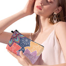 MAGEFY Cosmetic Bag 2 Styles Portable Travel Makeup Bag for Women Flower Patterns Zipper Pouches Gifts Bag for Girls Makeup Pouch with Black Zipper (2 Packs, Geometric pattern 0189+Colorful petals 0194) MAGEFY