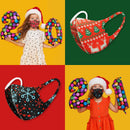 Christmas Themed Unisex Face_Mask Bandana Neck Gaiter Fashion Cloth Fabric Face Protection, Unisex Earloop Black Dust Reusable Washable (Pack of 3 Kid KM72-75-71) Christmas Feeling