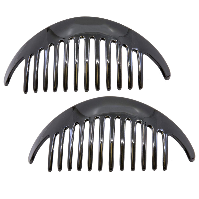 Camila Paris CP2872/2 Black Large Interlocking Combs Set of 2 French Hair Side Combs, Flexible Durable Strong Hold Hair Clips for Women, No Slip Styling Girls Hair Accessories, Made in France Camila
