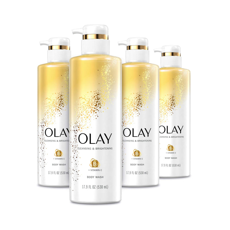 Olay Body Wash with Vitamin C and Vitamin B3, Cleansing & Brightening, 17.9 Fl Oz (Pack of 4) Olay