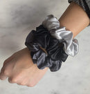 CELESTIAL SILK Mulberry Silk Scrunchies for Hair (Large, Silver, Charcoal, Black) Celestial Silk Store