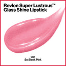 REVLON Super Lustrous Glass Shine Lipstick, Flawless Moisturizing Lip Color with Aloe, Hyaluronic Acid and Rose Quartz, So Sleek Pink (021), 0.15 oz REVLON