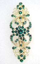 Faship Gorgeous Green Crystal Hearts Floral Hair Barrette Faship
