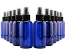 4oz Blue PLASTIC Fine Mist Spray Bottles (12-Pack w/ Black Sprayers); BPA-Free Plastic Spritzer Bottles, Labels Included; PET