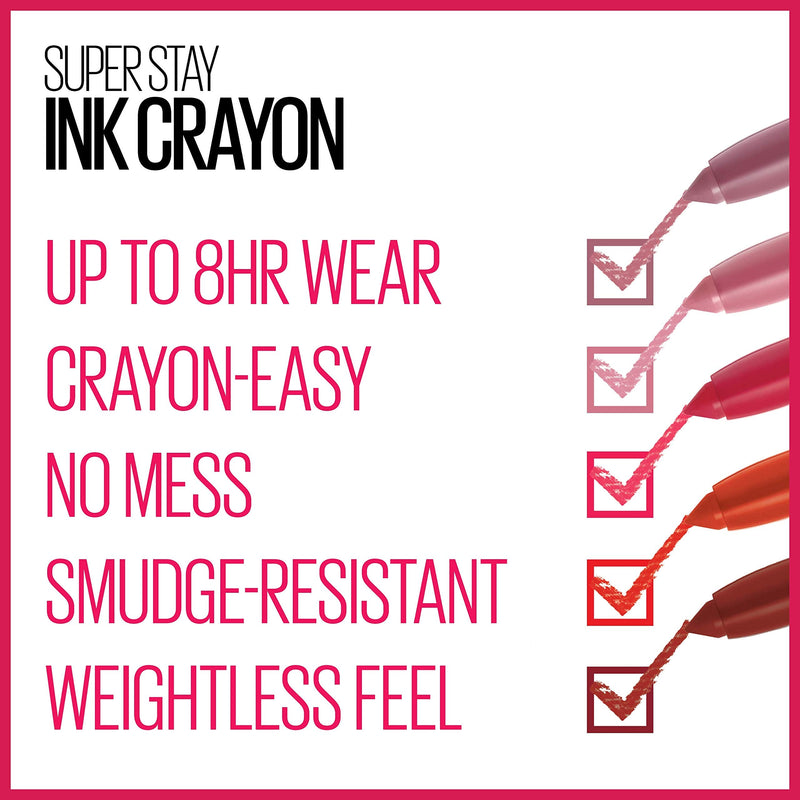 Maybelline SuperStay Ink Crayon Matte Longwear Lipstick With Built-in Sharpener, Enjoy The View, 0.04 Ounce Maybelline New York