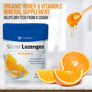 Silver Lozenges with Vitamin C - Premium Nano Silver 60 PPM Colloidal Silver, Organic Honey and Vitamin C Mineral Supplement Drops to Support Immune System, Soothe Cough & Throat - 24 Orange Lozenges Infinity Warehouse