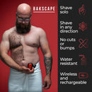 Bakscape Men's Back Shaver Classic Kit 2.0, Electric Body & Back Shaver for Men with Friction Fit Handle & Titanium-Coated Shave Head- Includes 2 Shave Heads, Handle, Shave Soap & After Balm. Infinity Warehouse