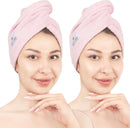 American Soft Linen 100% Cotton Hair Towels for Women, Head Towel Cap, Cotton Hair Turban Towel Wrap for Long Curly Anti Frizz Hair, Soft and Absorbent Cotton Hair Towels 2 Pack, Purple-Black Infinity Warehouse