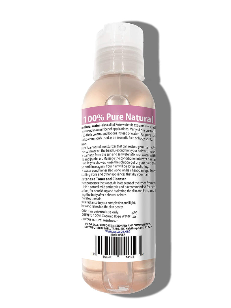 Well's 100% Pure Rose Water 4oz / Anti-Inflammatory/Anti-Acne/Anti-Eczema Well's Oil